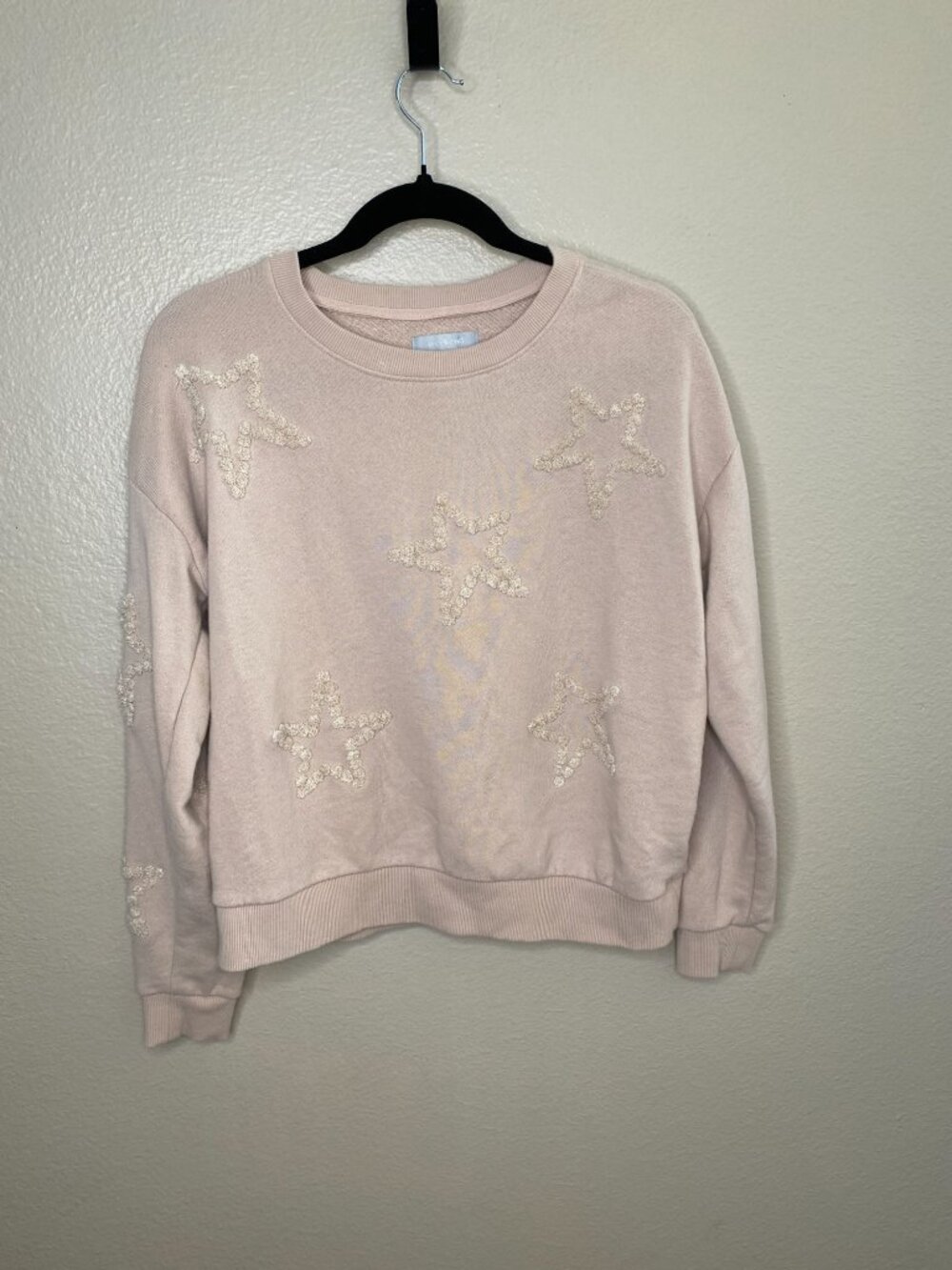 Weekend Los Angeles Womens  Pink Sweater Star Accents S Cotton/Polyester Blend